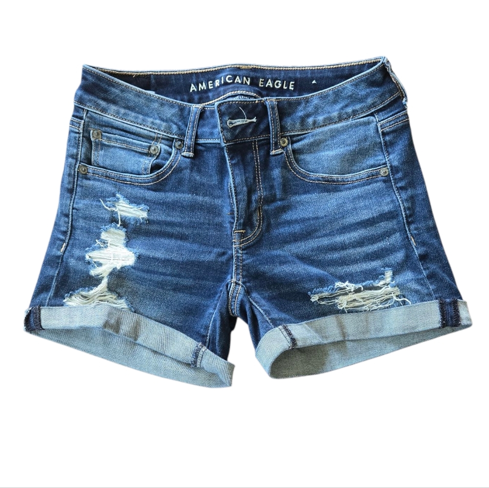 American Eagle Distressed Midi Jean Shorts